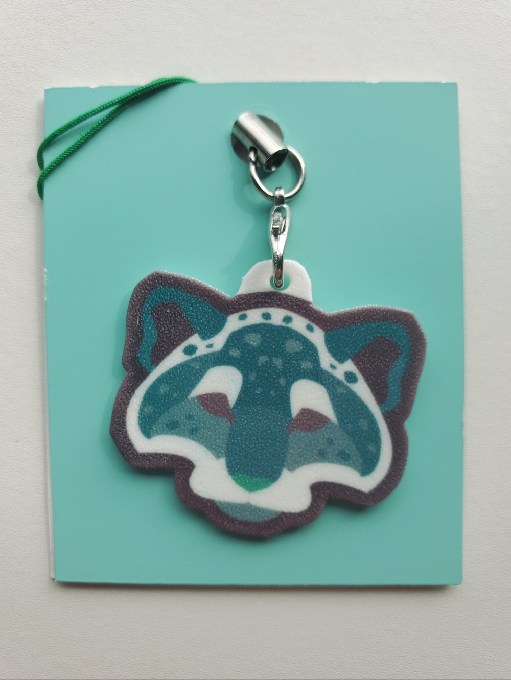 Handmade Teal Geometric Snow Leopard Charms/Keychains/Ornaments By Mattoodles